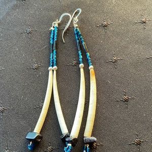 Dentalia Shell & Goldstone Crystal Earrings